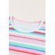 thumbnail image 4 of ABPHQTO Conjunto de camiseta y shorts enrollables de rayas multicolor para mujer, 4 of 5
