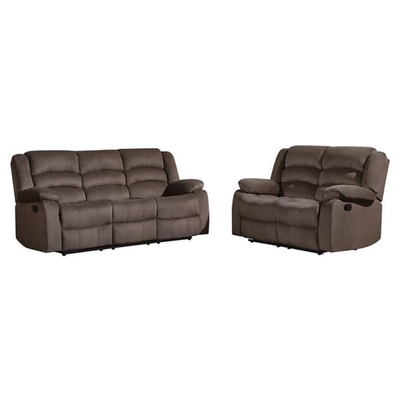 Titan Furnishings Microfiber Fabric Upholstered Sofa and Loveseat in Brown