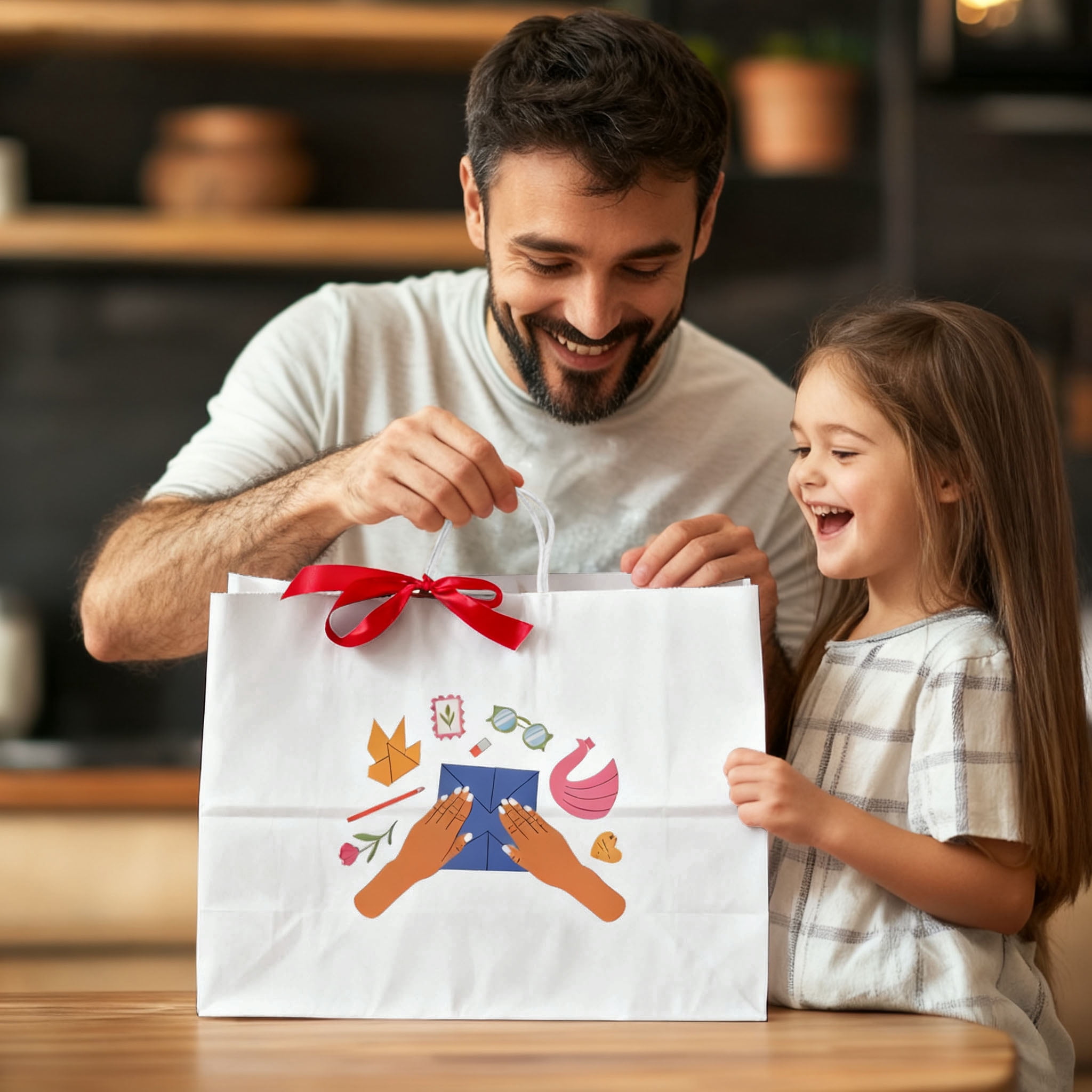 BagDream 50 Pack Large Paper Gift Bags with Handles 16x6x12" Recycled White Kraft Paper Bags for Business, Merchandise, Shopping, Retail Stores