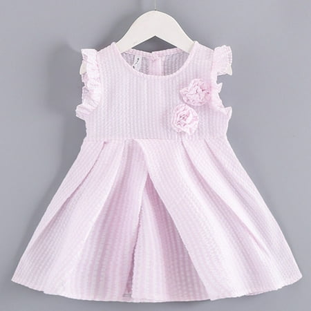 

Hunpta Toddler Kids Baby Girls Striped Ruffled Flower Print Dress Sundress Summer