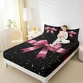 thumbnail image 4 of Manfei Chic Bowknot Bed Sheets,Pink Glitter Print King Sheets,Ribbon Bowtie Bow Sheet Set For Girls,Microfiber Bedroom Decor,4-Piece, 4 of 7