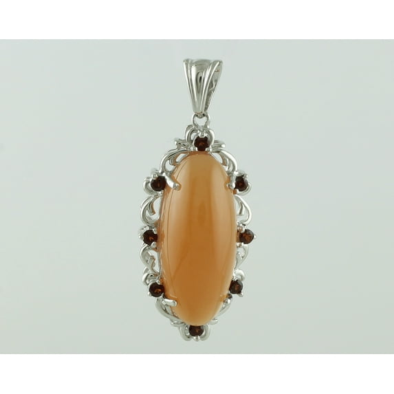 Carillon Stunning Peach Moostone June Birthstone Birthstone Natural Gemstone Necklace Pendant 925 Sterling Silver Jewelry