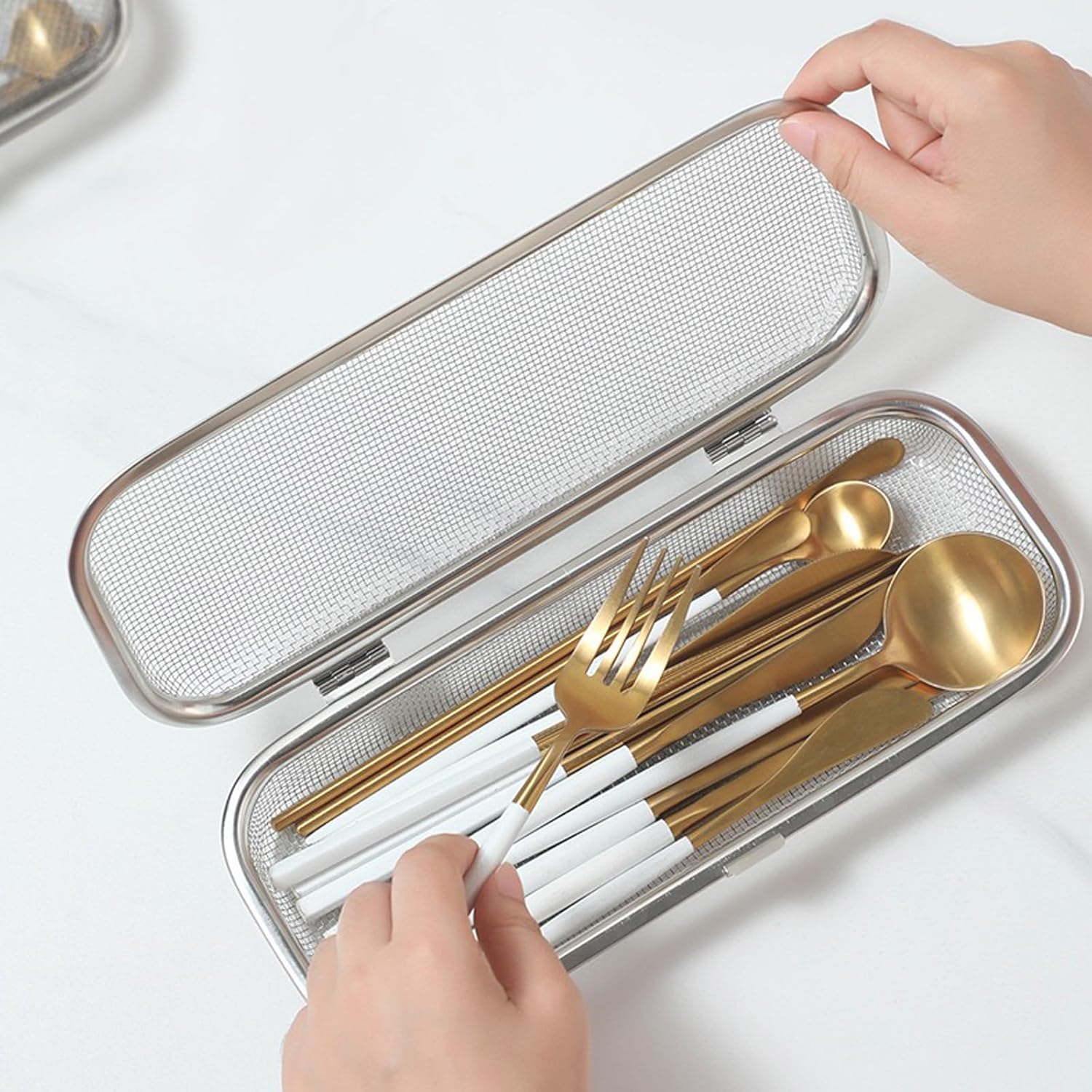 ABPETE Dishwasher Basket for Small Items, Stainless Steel Chopstick Holder for Dishwasher, Dishwasher Silverware Basket
