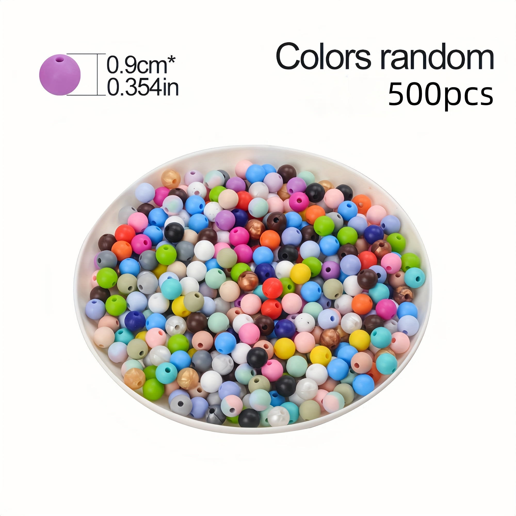 LOFCA Jewelry Making 500pcs Mixed Color 9mm Silicone Beads for Necklace and Bracelet Making