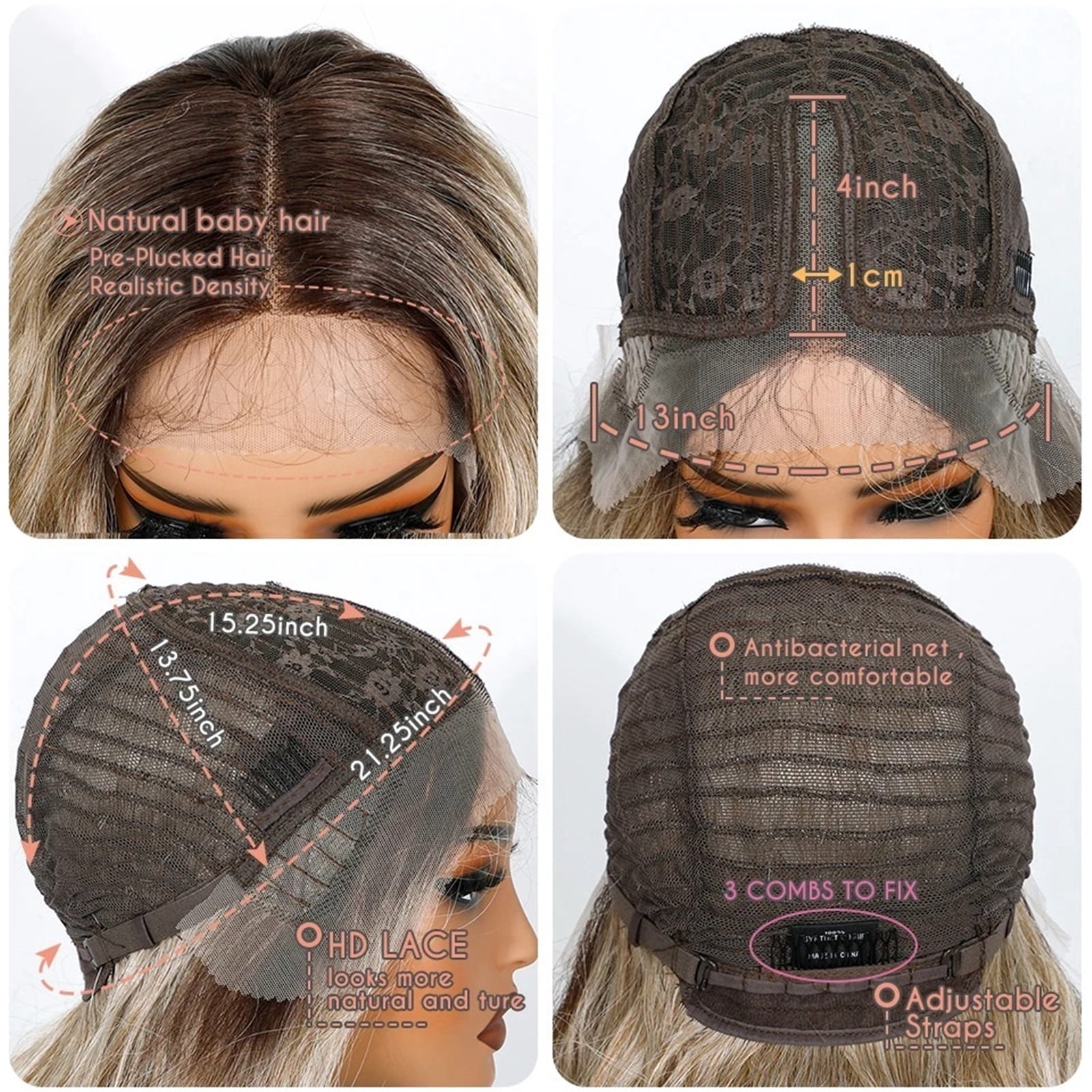 26Inch Long Lace Part Body Wavy Wigs for Women Cosplay Ombre Blonde Synthetic Wig