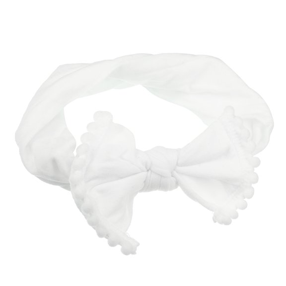 Bow Headband Fashion Cute Cotton Hair Band for Teenager White 6.3Inch