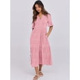 thumbnail image 6 of ANRABESS Womens Summer Maxi Dresses Casual Ruffle Short Sleeve V Neck Flowy Tiered 2026 Spring T Shirts Beach Boho Dress Pink Floral Large, 6 of 8