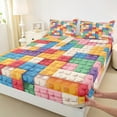 thumbnail image 3 of jejeloiu 3D Games Twin Sheet Sets,Building Blocks Twin Fitted Sheet,Colorful Toy Brick Flat Sheet For Boys Girls,Luxury Bedroom Decor,3pcs, 3 of 7