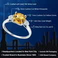thumbnail image 2 of Gem Stone King 10K White Gold Yellow Citrine and White Moissanite 3 Stone Engagement Ring for Women | 1.66 Cttw, Cushion 7MM | Three Stone Wedding Anniversary Promise Ring for Women (Size 5), 2 of 6