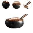thumbnail image 6 of yotijay 9.45inch Wok en Handle No Coating Chinese Wok for Kitchen Camping Home Wooden Lid, 6 of 9