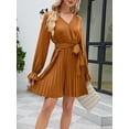 thumbnail image 4 of xiaxaixu Femmes Automne Robe de Grossesse Décontractée Couleur Unie Manches Longues V Robe Plissée avec Ceinture, 4 of 8