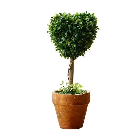 8" Artificial Boxwood Topiary Small Faux Plant with Pot, Heart Shaped Mini Greenery for Home Decor, Office & Patio, Low Maintenance, All Artificial Plants and Flowers