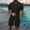Black, variant on ZZwxWA Men 2 Piece Outfits Shorts Summer Short Sleeve Tops and Shorts Sets Outdoor Vacation Beach Outfits Henley Shirts and Shorts Texture up to 65% Off