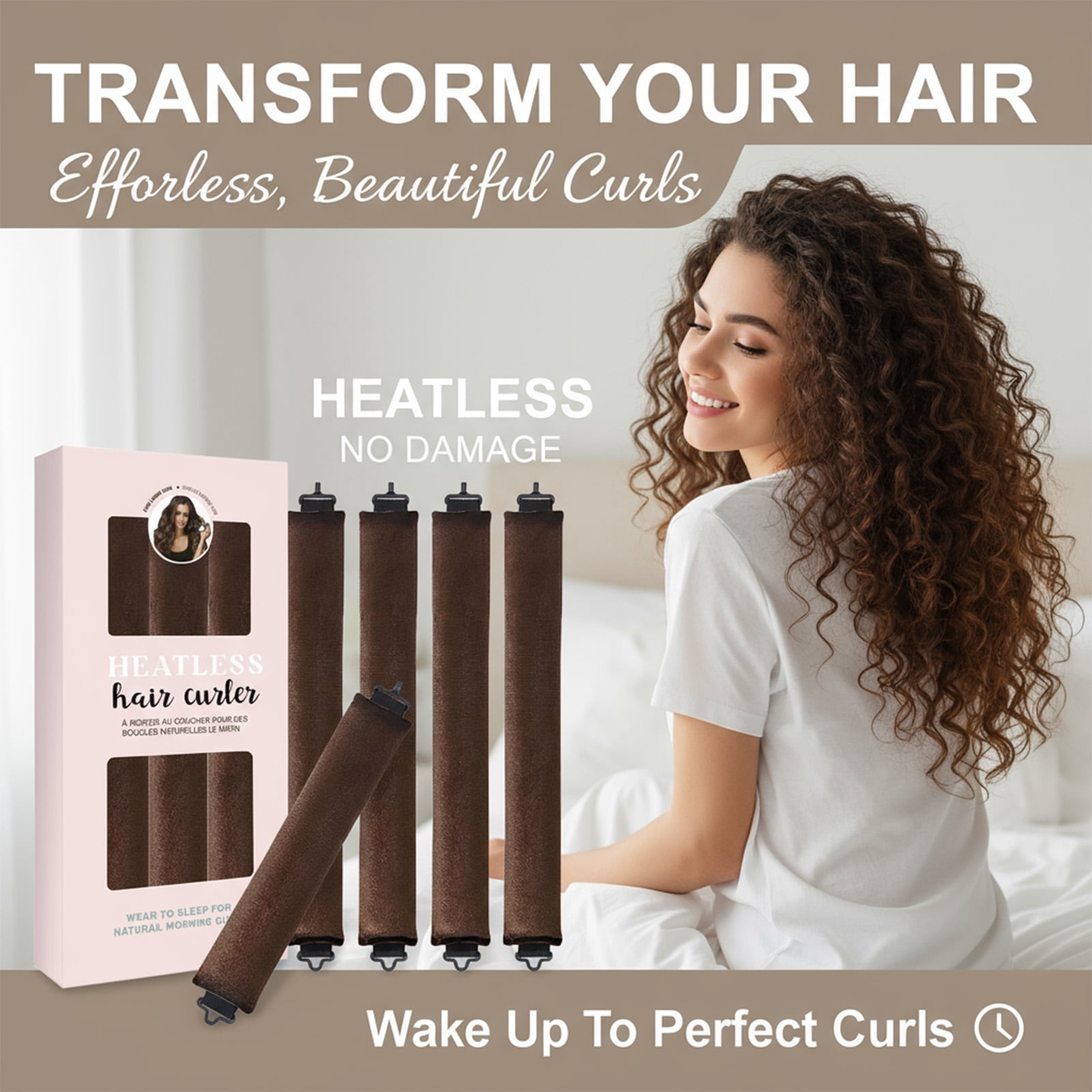 GIRACOA Heatless Curls Overnight Hair Curler - 4 Pcs Curling Rod to Sleep In, Velvet Hair Rollers with Satin Hair Scarf