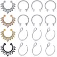 thumbnail image 1 of vcmart Fake Nose Rings, Fake Septum Fake Nose Ring, Fake Nose Rings Septum, Clip On Nose Ring, Faux Nose Ring, Fake Nose Piercings, Fake Lip Ear Nose Septum Rings, Stainless Steel Fake Piercings, 1 of 2