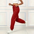 thumbnail image 4 of ZHYou No Boundarie Sweatpants for Women Fleece Multi Vertical Seam Drawstring High Waist Loose Cuffed Leg Joggers with Side Pockets,Red,Size L, 4 of 6