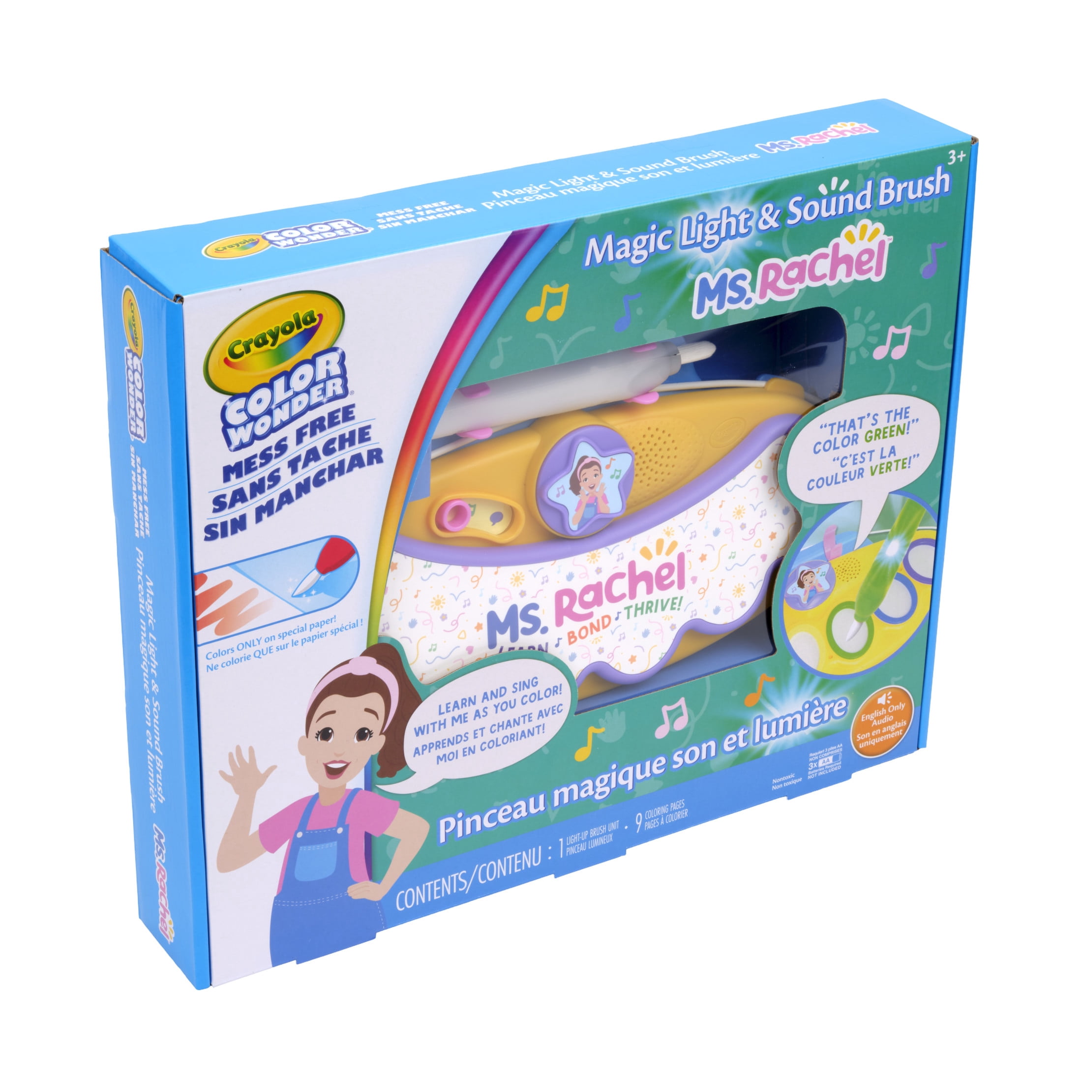 Crayola Color Wonder Magic Light Brush Featuring Ms. Rachel, Mess-Free Coloring Set with Songs, Paint Set for Toddlers, Art Gift for Kids, Ages 3 & Up