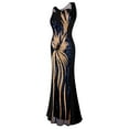 thumbnail image 3 of Angel-fashions Mother Dress For Wedding Women's Sheer Round Neck Contrast Gold Blue Sequin Black Evening Gown X-Large, 3 of 6