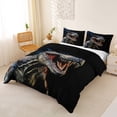 thumbnail image 3 of Metsweet Dino T-Rex Bedding, Wildlife Dinosaur Duvet Cover Full, Gray Black Red,Black Reversible,3pcs,1 Duvet Cover and 2 Pillowcases, 3 of 6