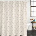 thumbnail image 2 of Beige Plaid Bathroom Shower Curtains with 12 Hooks Polyester Waterproof Shower Curtain for Stalls and Bathtubs Classic Minimalist Abstract Geometric Grid Decorative Bathroom Curtain 36x78 Inches, 2 of 9