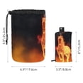 thumbnail image 5 of PhooArto Drawstring Cosmetic Bag, Barrel Shaped Portable Travel Makeup Bags, Fire Flaming Running Horse Large Capacity Waterproof Multifunctional Bucket Toiletry Bag, 5 of 6