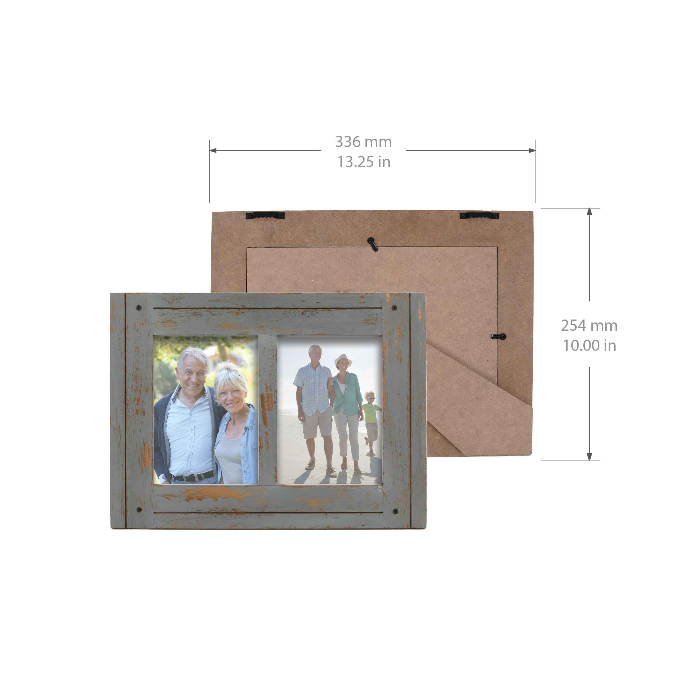 Prinz Homestead 5x7 Picture Frame for Two Photos, Distressed Grey, Tabletop or Wall Hanging