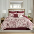 thumbnail image 2 of Regency Heights 8-Piece Comforter Set Reversible Floral Bedding with Bed Skirt and Decor Pillows,King,Red, 2 of 7