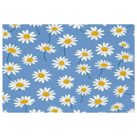 

Ailis Dinng Placemats Set of 4 Durable Polyester Mats for Dinning Table 12 x 18 inch White Daisy