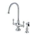 thumbnail image 1 of Kingston Brass KS1761ALBS Double Handle Kitchen Faucet with Brass Side Sprayer, 1 of 1