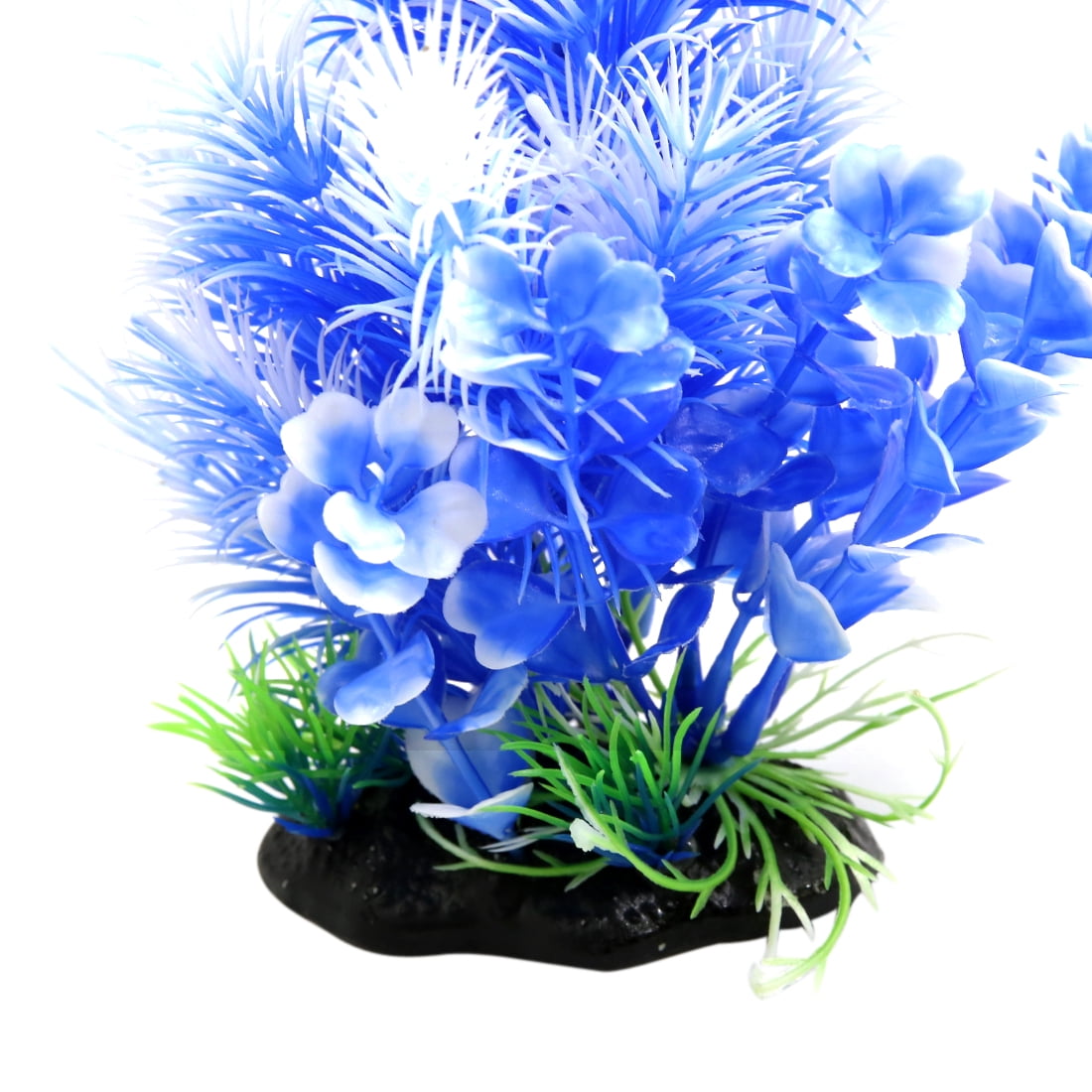 Unique Bargains White Blue Plastic Plant Ornament for Reptiles and Amphibians