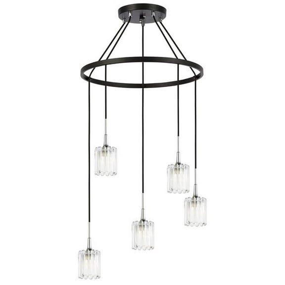 Woodbridge Lighting Regent Park 5Lt Glass Chandelier in Chrome/Bronze/Swizzle