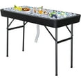thumbnail image 2 of XYTREW 4 Foot Folding Party Ice Cooler, Portable Tailgate Camp Fishing Cleaning Table, Plastic with Matching Skirt, Ice Table for Party, BBQ, Camping, Picnic-Black, 2 of 7