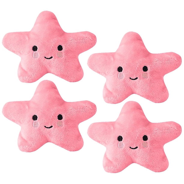 4 piezas de juguetes de peluche, juguetes de peluche crujientes, lindos juguetes para masticar con forma de estrella, amarillo