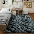 thumbnail image 4 of Jakolive 6x9 ft Black and Gray Fluffy Rug from Solid Shag Line，Ultra-Plush Area Rug Perfect for Kid's Rooms, Cloakrooms. Crafted for Snug Underfoot Feel & Stylish Room Accents, 4 of 8