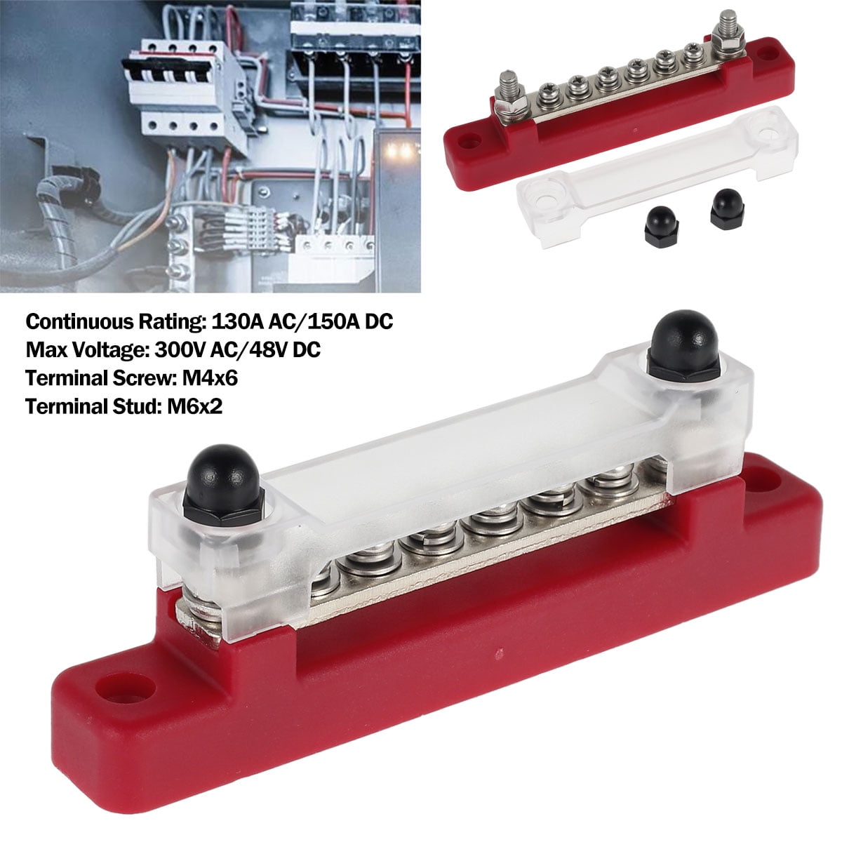 Buy NKTIER Bus Bars 6 Terminal Block Bus Bar 2 M6 Studs 6 M4 Screws