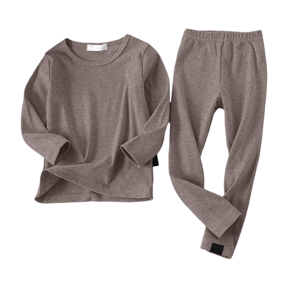 XIMIN Baby Boys Thermal Underwear Set Sensory Friendly Kids Soft Cotton Long Sleeve T-Shirt Long Johns Solid Color Set for Boys Base Layer for Ski
