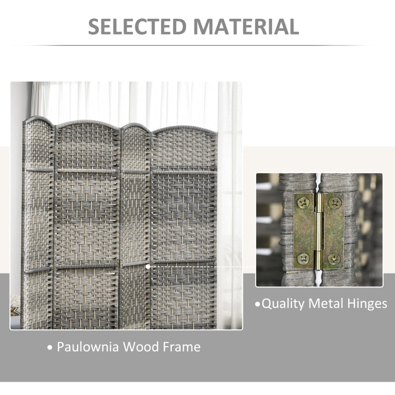 Alvantor 6-Panel Folding Privacy Screen, Freestanding Room Divider with PP Woven Panels 94.5"x70.9" Mixed Gray