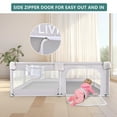 thumbnail image 4 of 73"x61" Extra Large Baby Playpen, Kids Activity Safety Center with Zipper Door and Breathable Mesh, Sturdy Play Yard for Babies and Toddlers, Light Grey, 4 of 9