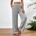 thumbnail image 2 of felwors Women's Wide Leg Lounge Pants High Waisted Knit Palazzo Pants with Pockets Soft Drape（Grey， L）, 2 of 6
