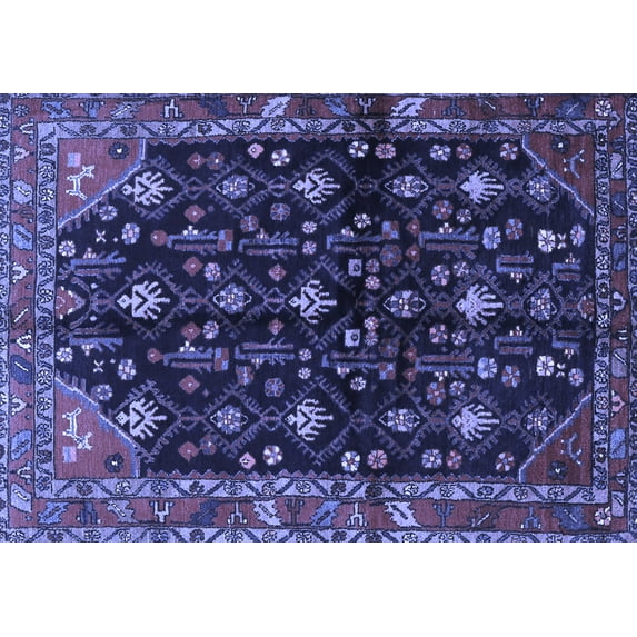 Ahgly Company Machine Washable Indoor Rectangle Persian Blue Traditional Area Rugs, 2' x 3'