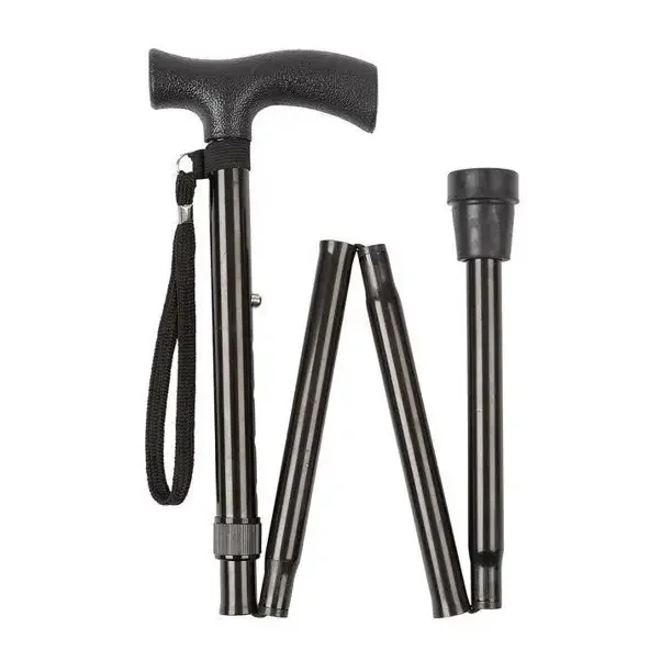 Bastón plegable ajustable, bastón retráctil fácil de transportar y transportar para caminar ajustable y plegable, tiene 5 alturas de bastón ajustables, bastón ligero y confiable con mango er