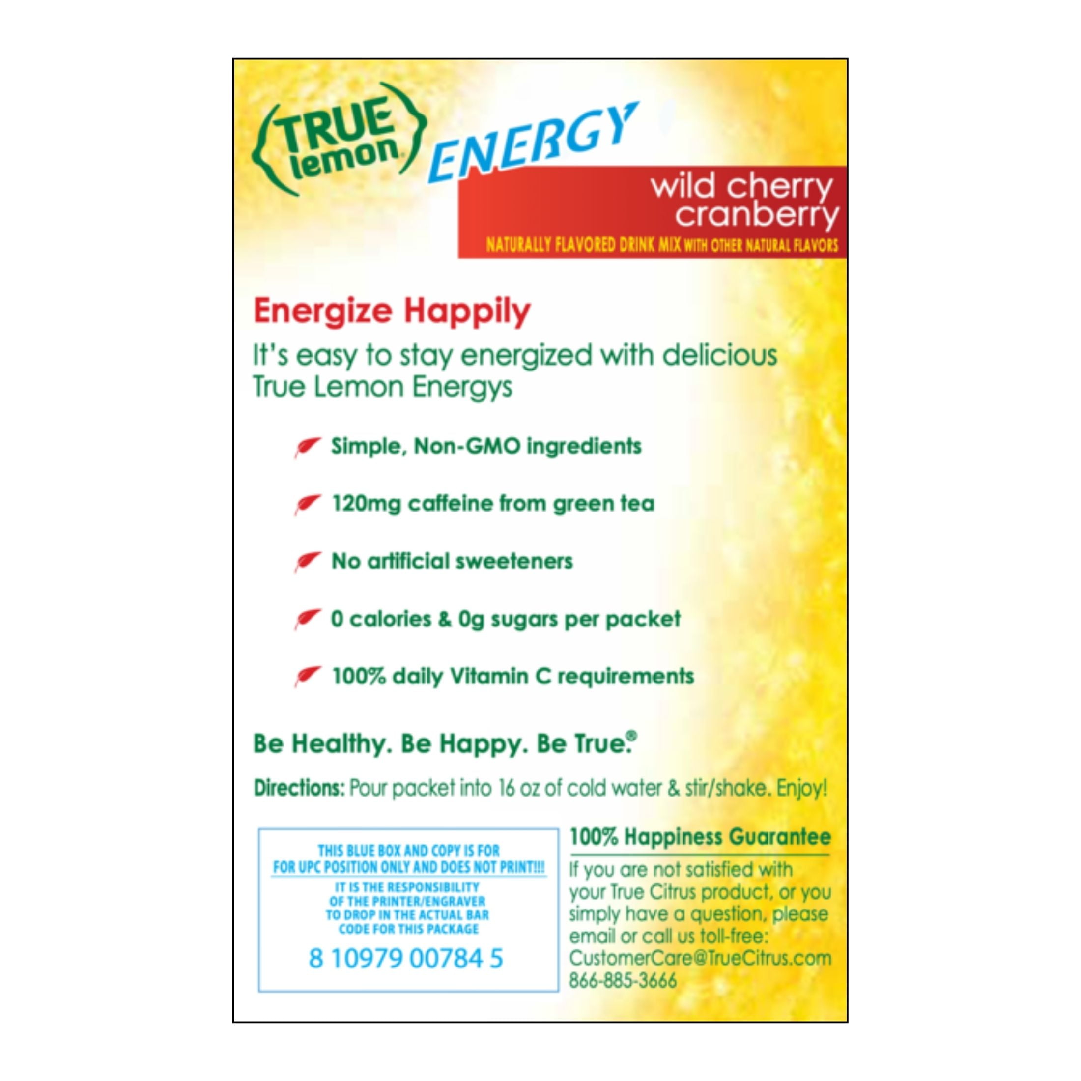 (3 pack) True Lemon Wild Cherry Cranberry Energy Drink Mix Powder, No Artificial Sweeteners, 6 Count