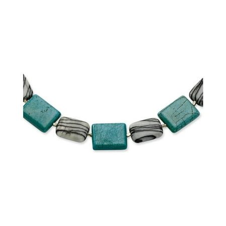 - Sterling Silver Dyed Howlite & Zebra Jasper Necklace