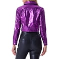 thumbnail image 3 of CHAQUETA METÁLICA Holográfica Brillante de Biker para Mujeres INSPIRE CHIC L Púrpura, 3 of 6