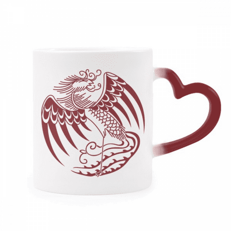 

Chinese Phoenix Animal Portrait Heat Sensitive Mug Red Color Changing Stoneware Cup