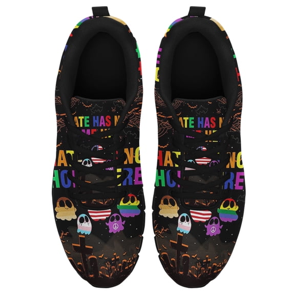 Hate Has No Home Here Halloween Running Shoes Sneakers Mesh Black Size 3.5
