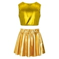 thumbnail image 2 of YIZYIF Kids Girls Shiny Metallic Crop Top with A-Line Pleated Skirt Set Dance Stage Performance Set Dancewear, 2 of 7
