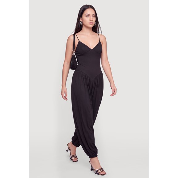 Women's Sleeveless V Neck Balloon Leg Jumpsuit