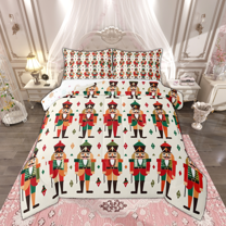 Manfei Colorful Nutcracker Queen Comforter Set for Kids Children, Merry Christmas Xmas Bedding Sets, Festival Theme Bedding Comforter Set, Lightweight Room Decor, Reversible 3 Pieces