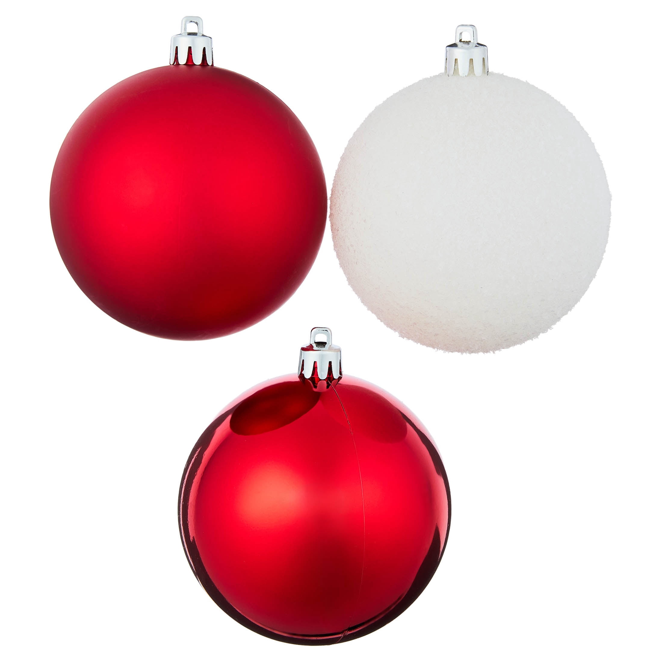 8-Count Red and White Ball Shatterproof Christmas Ornaments, 4.5", by Holiday Time